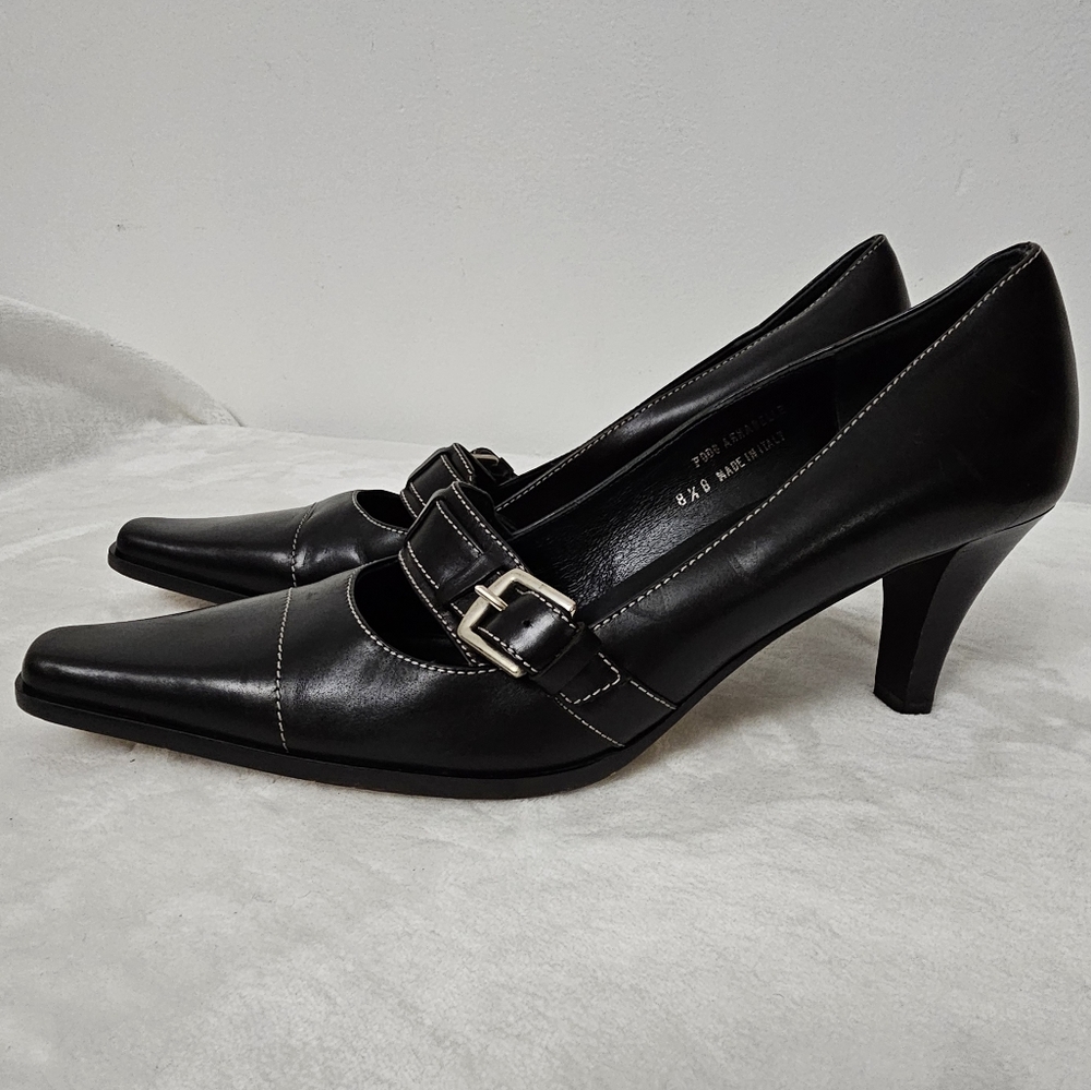 Coach Vintage Style Annabelle Black Leather Buckle Detail Classic Low Heel Pumps - Picture 13 of 15